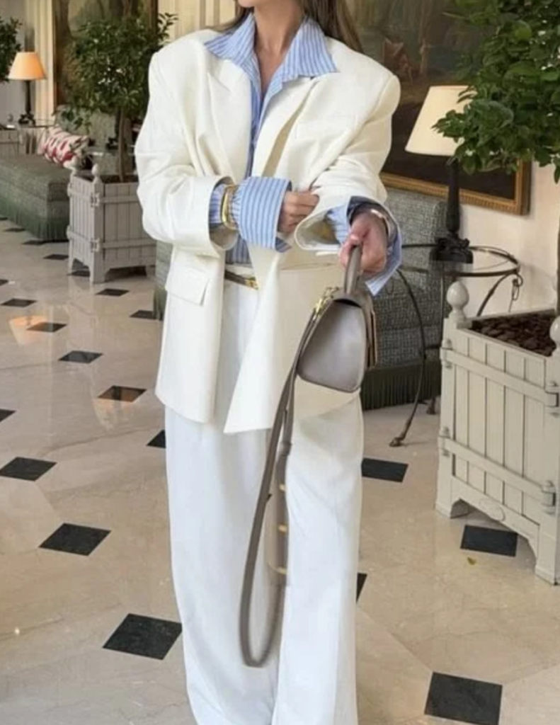  white shirt under a blazer